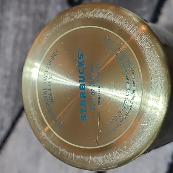 STARBUCKS 2021 GOLD 20 OZ STAINLESS STEEL TUMBLER & SIGNATURE COFFEE CUP - Picture 14 of 15